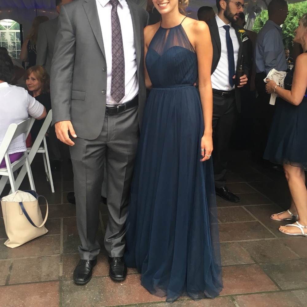 Long Navy Bridesmaid Dress
